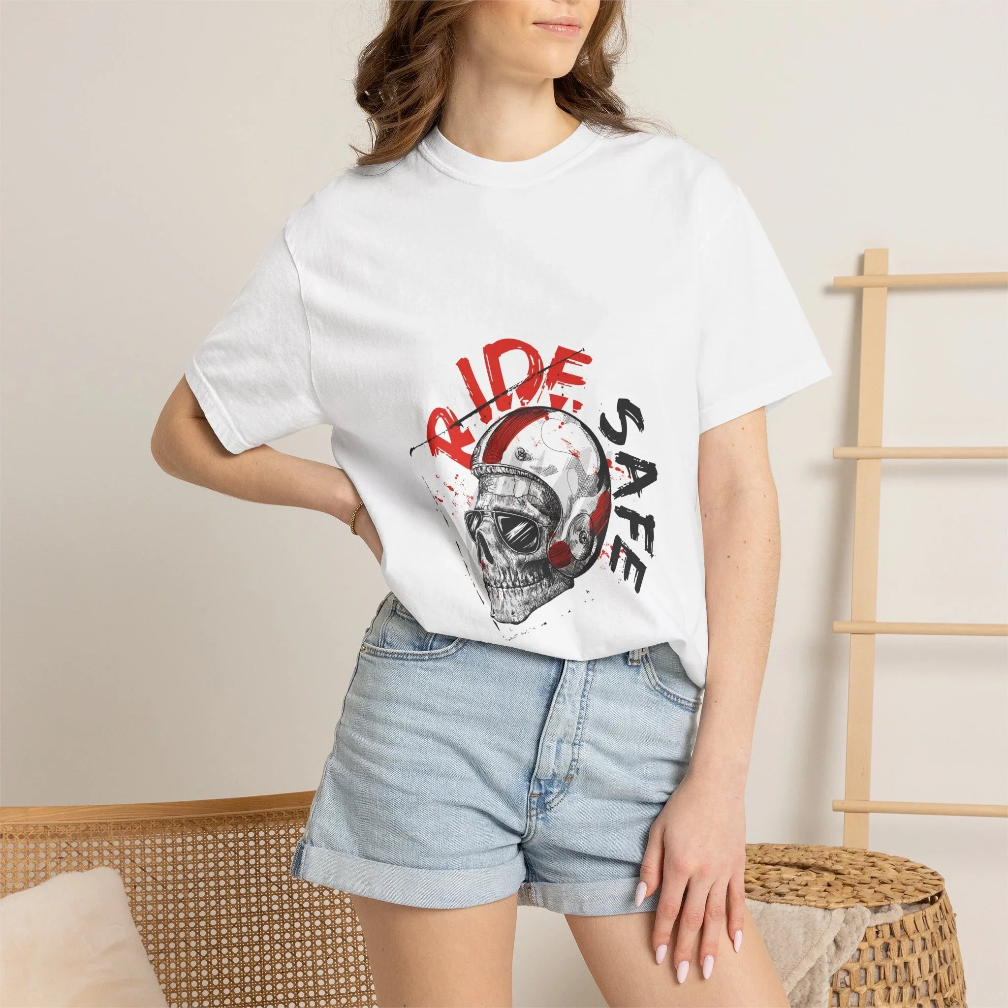 Ride Safe Skull T-Shirt — Motorcycle Helmet Graphic Tee