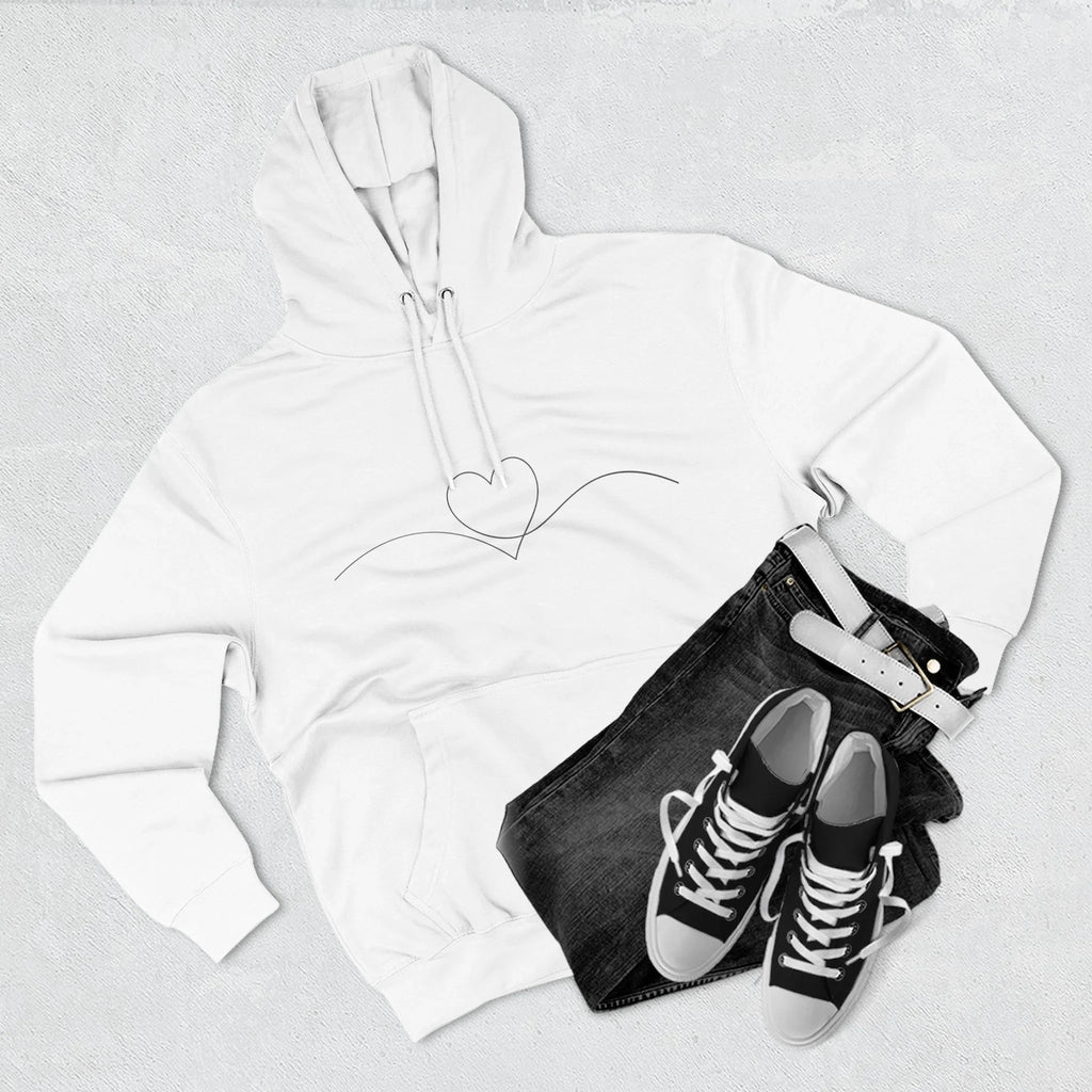Minimal Heart Line Hoodie — Simple Love Graphic Pullover