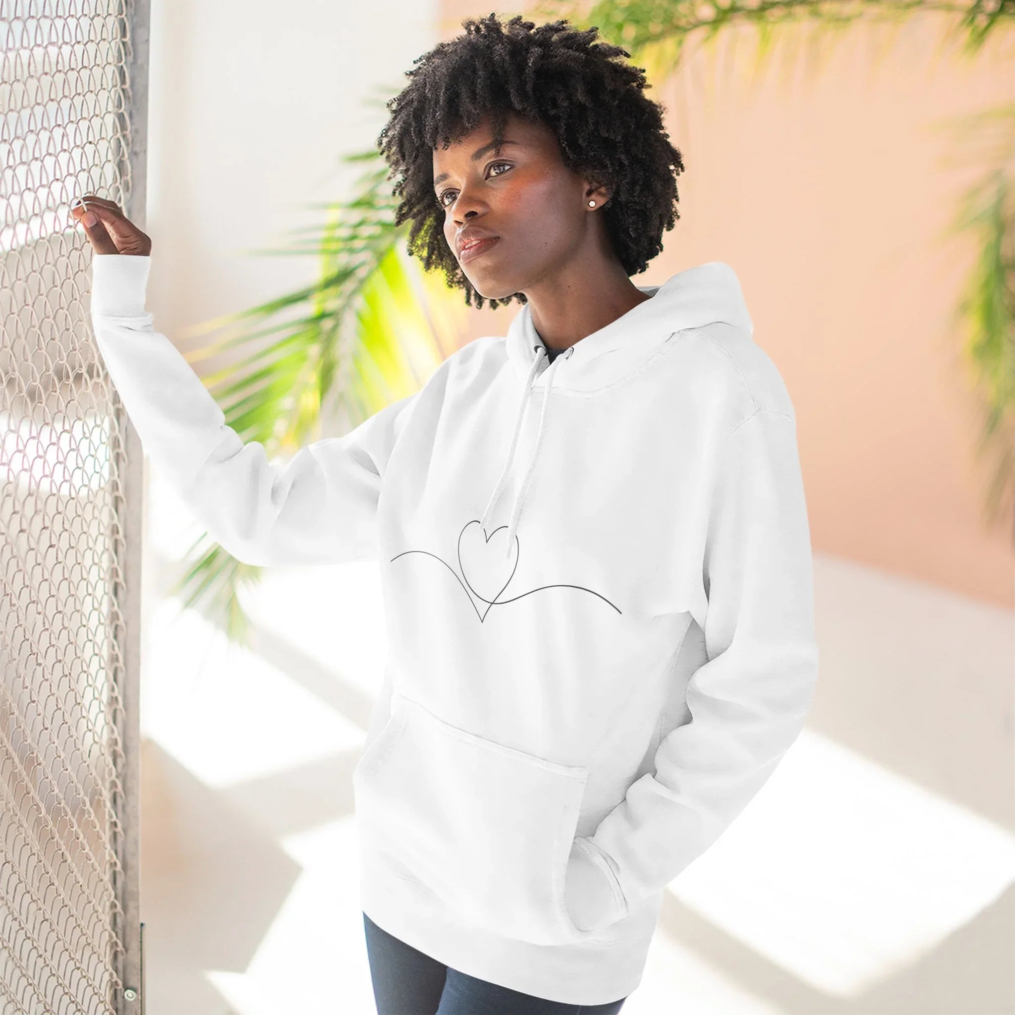 Minimal Heart Line Hoodie — Simple Love Graphic Pullover
