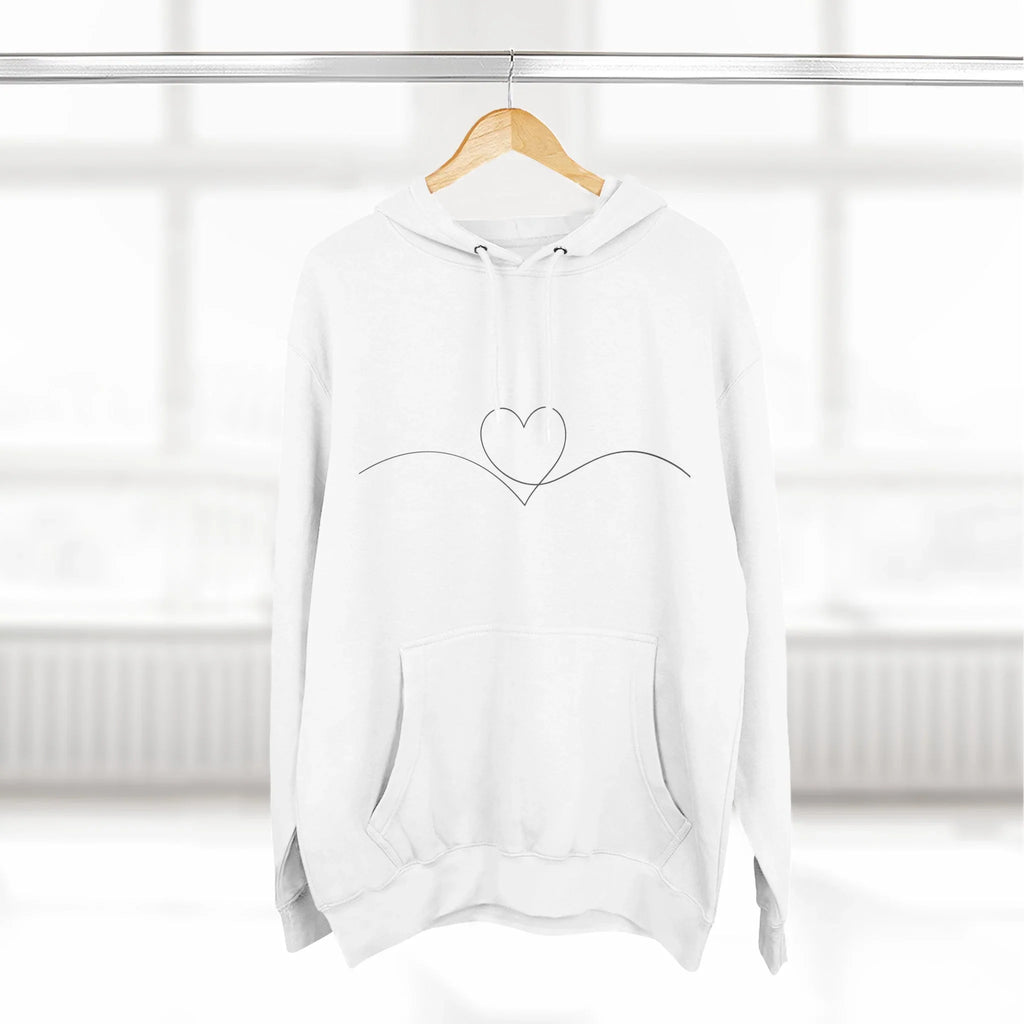 Minimal Heart Line Hoodie — Simple Love Graphic Pullover