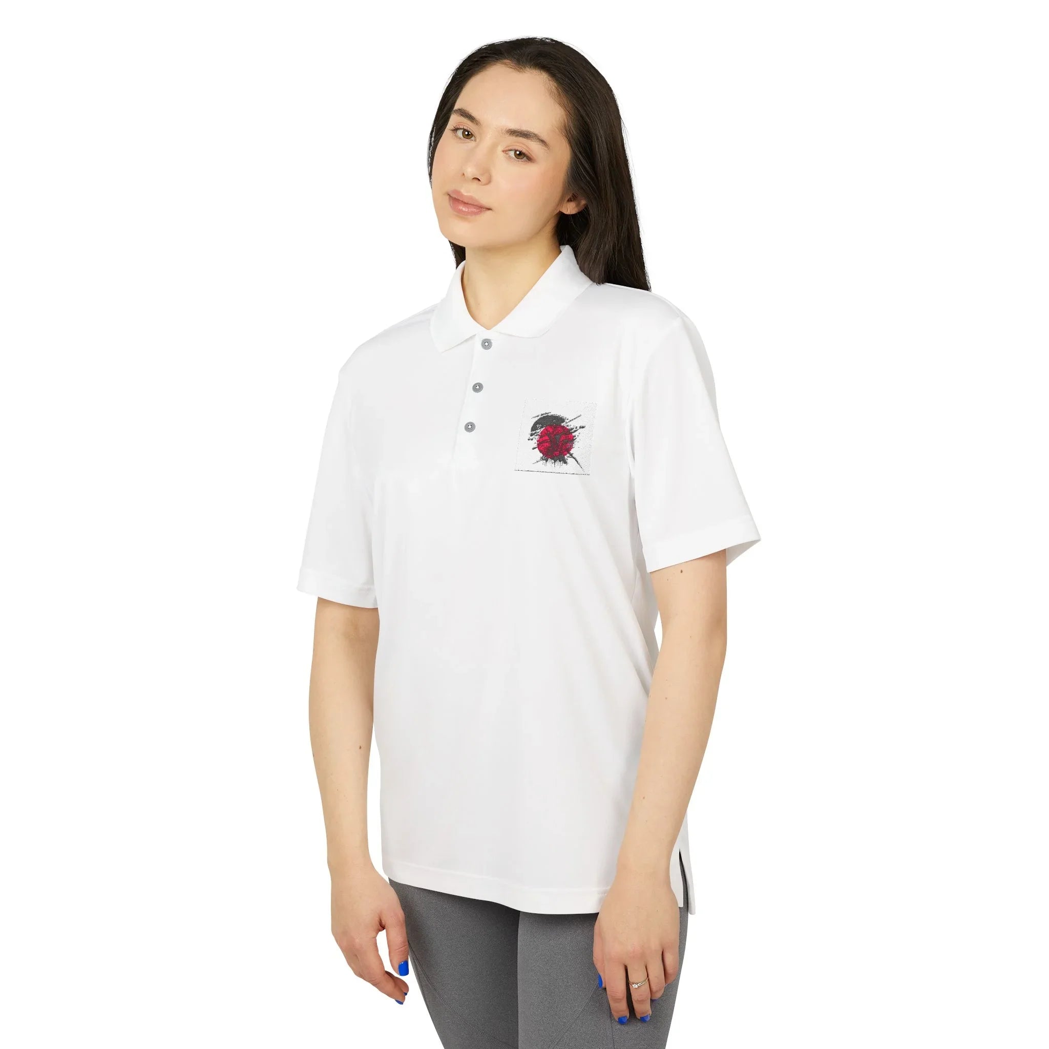 Performance Polo — Rose Heart Graphic Pocket