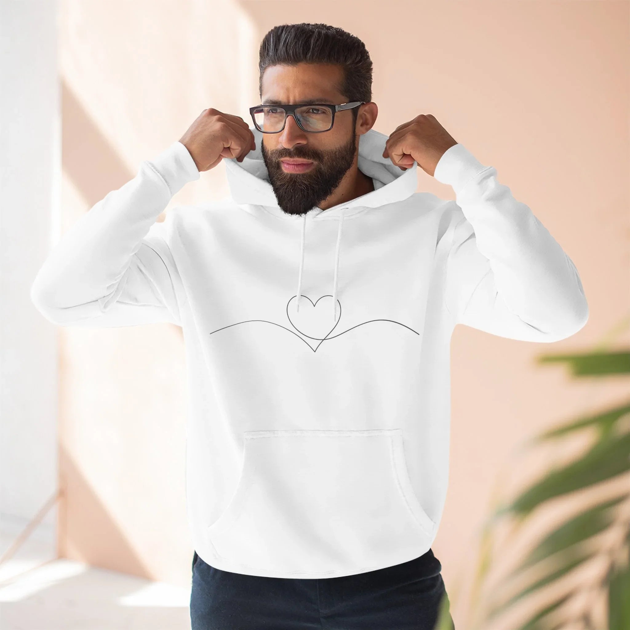Minimal Heart Line Hoodie — Simple Love Graphic Pullover