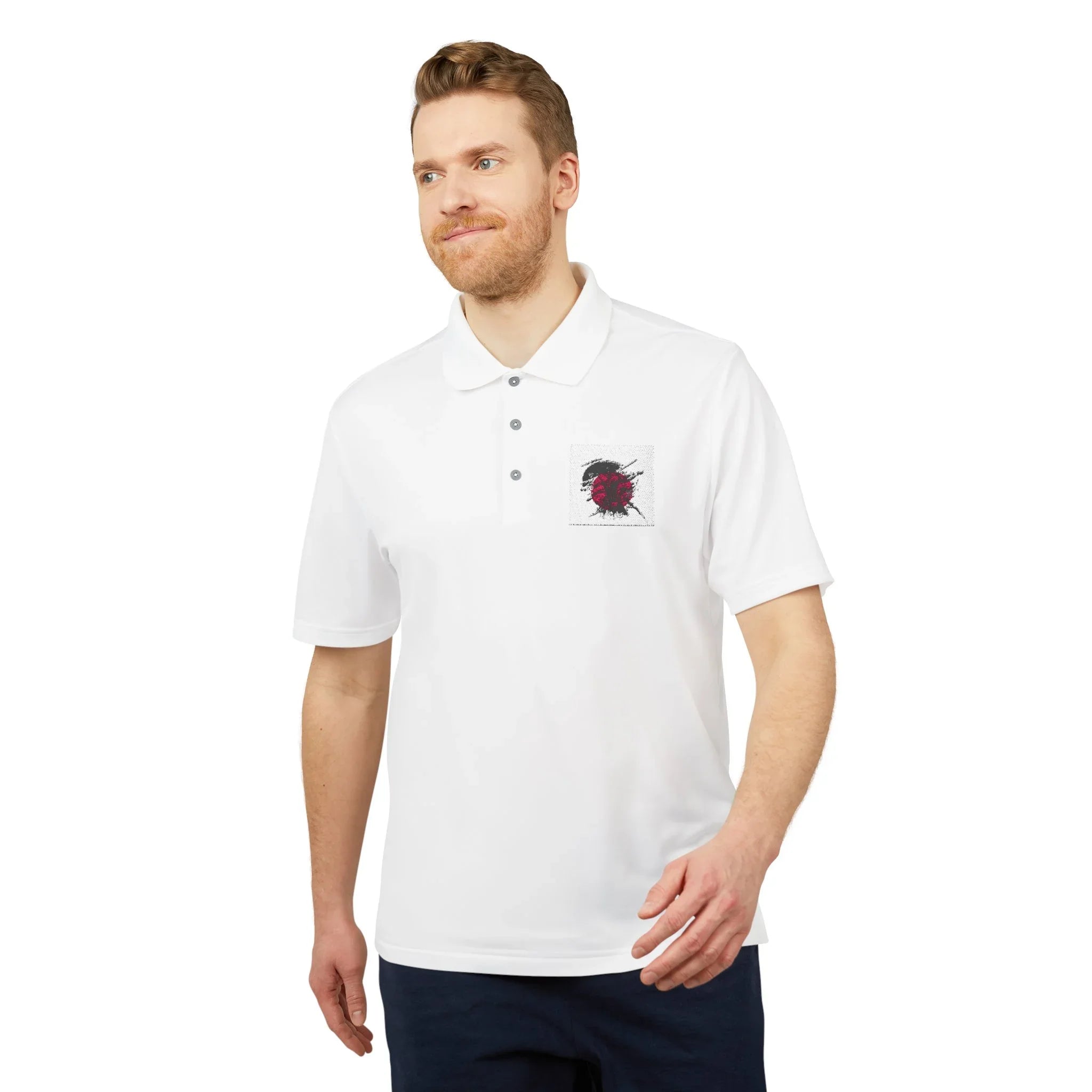 Performance Polo — Rose Heart Graphic Pocket