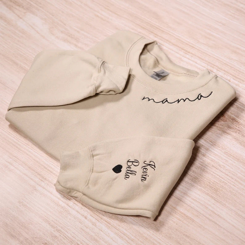 Mother's Day MAMA Theme T-Shirt Crewneck Women's Sweatshirt 2024 European And American Independent Station Cross-border Explosive Long-sleeved Jacket