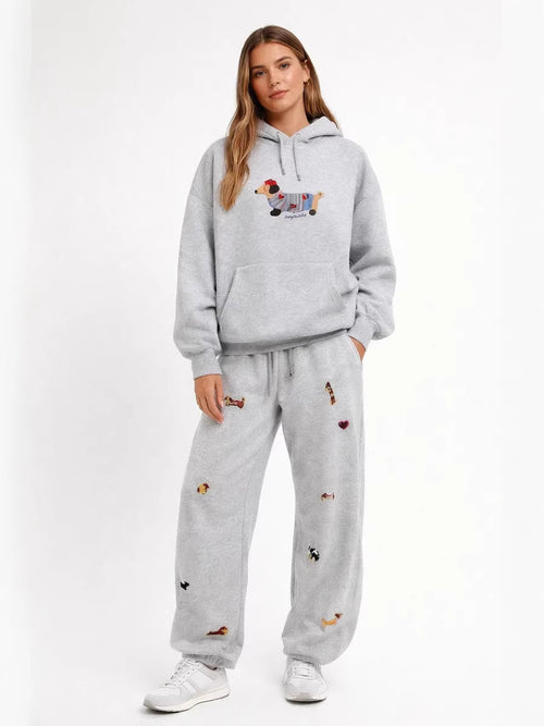 Cotton  Embroidered Sports Hoodie Casual Jogging Sweatpants Sweatshirt