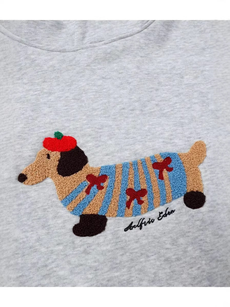 Cotton  Embroidered Sports Hoodie Casual Jogging Sweatpants Sweatshirt