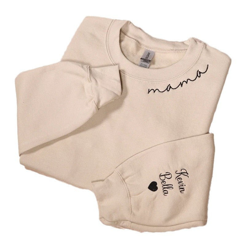 Mother's Day MAMA Theme T-Shirt Crewneck Women's Sweatshirt 2024 European And American Independent Station Cross-border Explosive Long-sleeved Jacket