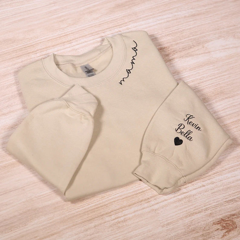 Mother's Day MAMA Theme T-Shirt Crewneck Women's Sweatshirt 2024 European And American Independent Station Cross-border Explosive Long-sleeved Jacket